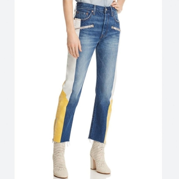 LEVIS 501 Straight Colorblock Moto Jeans - Picture 4 of 4